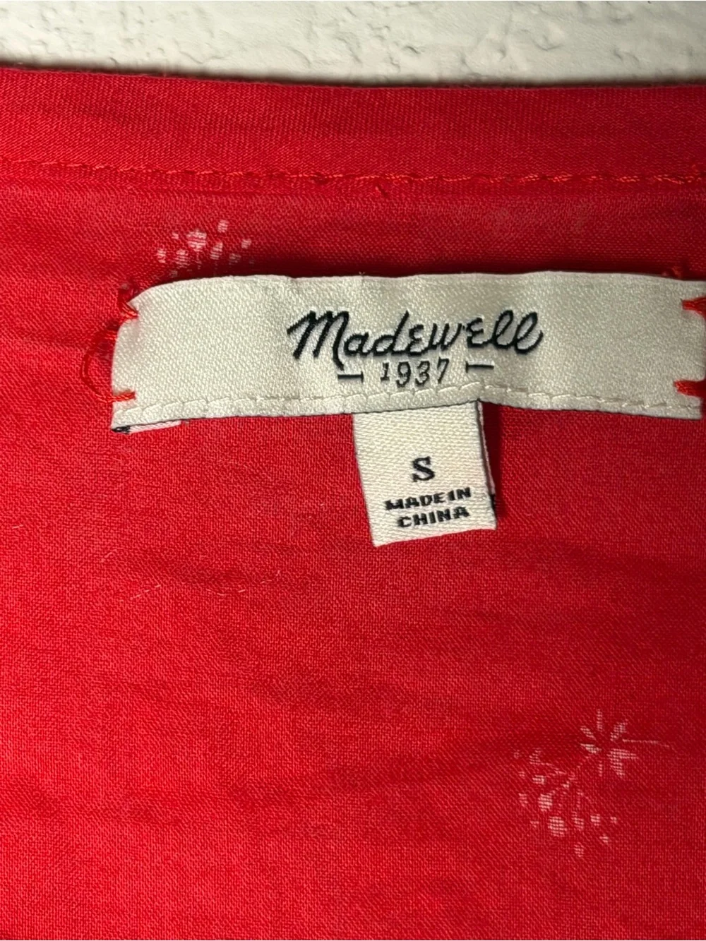 Madewell Red Floral Cotton Peasant Blouse Puff Sleeve Boho Top Small